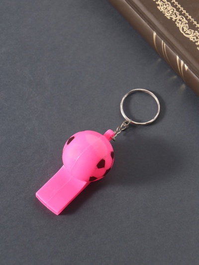 Свисток пластик на кольце "Мяч", МИКС