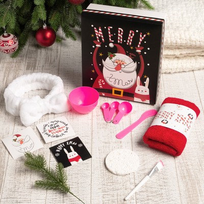 Набор подарочный новогодний «Этель» Merry x-mas, 8 предметов, полотенце, повязка на голову