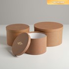 Набор шляпных коробок для цветов 3 в 1, упаковка подарочная, «Крафт», 18 х 13 см - 25 х 15 см - фото 9092053