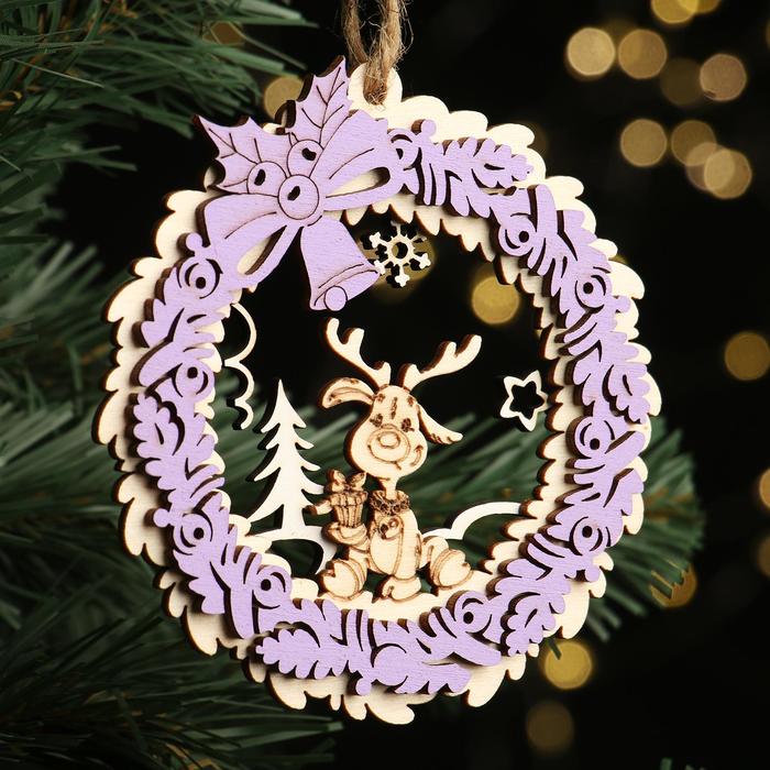 Ёлочное украшение "Чудо", фиолетовый блеск, под роспись, d=10 см - Фото 1