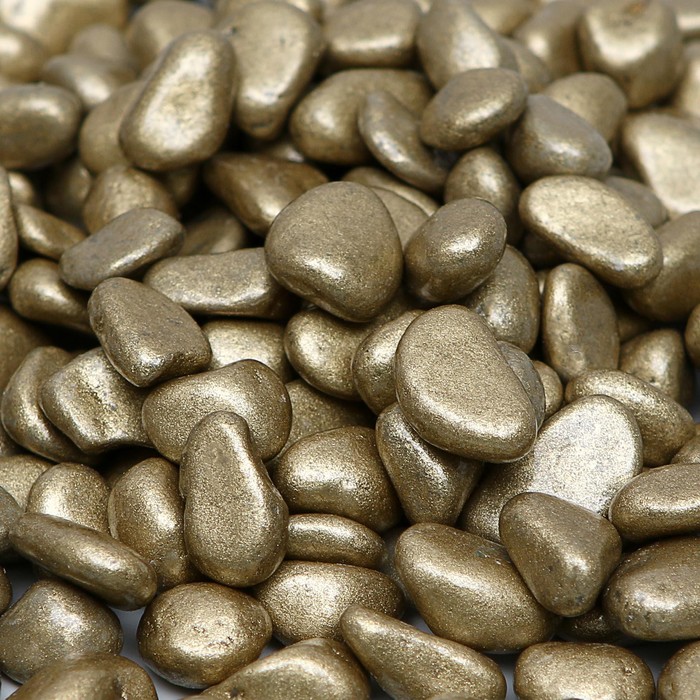 Грунт для аквариума « Галька золотистый металлик» галька декоративная 350 г фр.5-10 мм - Фото 1