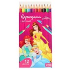 Цветные карандаши, 12 цветов, шестигранные, Принцессы - Фото 7