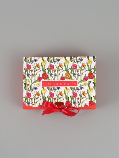 Коробка подарочная складная, упаковка, «С 8 марта», 16.5×12×5 см, БЕЗ ЛЕНТЫ