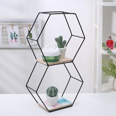 Полка 2-х ярусная Доляна «Лофт», 41×23.5×9.5 см, чёрная