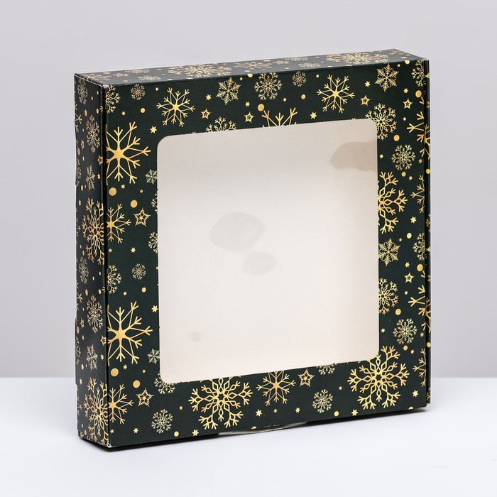 Коробка самосборная бесклеевая "Праздничная ночь", 16 х 16 х 3 см - Фото 1