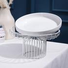 Подставка для десертов керамическая на металлической подставке «Флора», 21,5×13 см, цвет белый - Фото 3