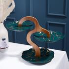 Блюдо керамическое для пирожных 3-х ярусное «Изумруд», d=15/18/20 см - Фото 1