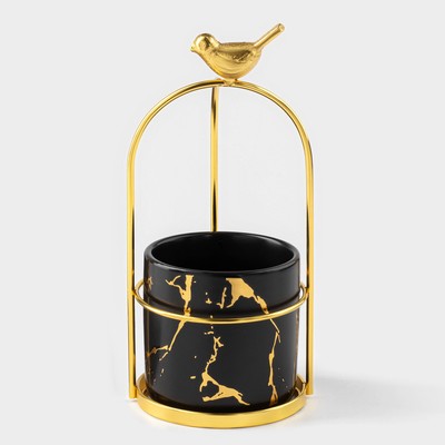 Конфетница керамическая «Марбл. Птичка», 220 мл, 9×20.5 см