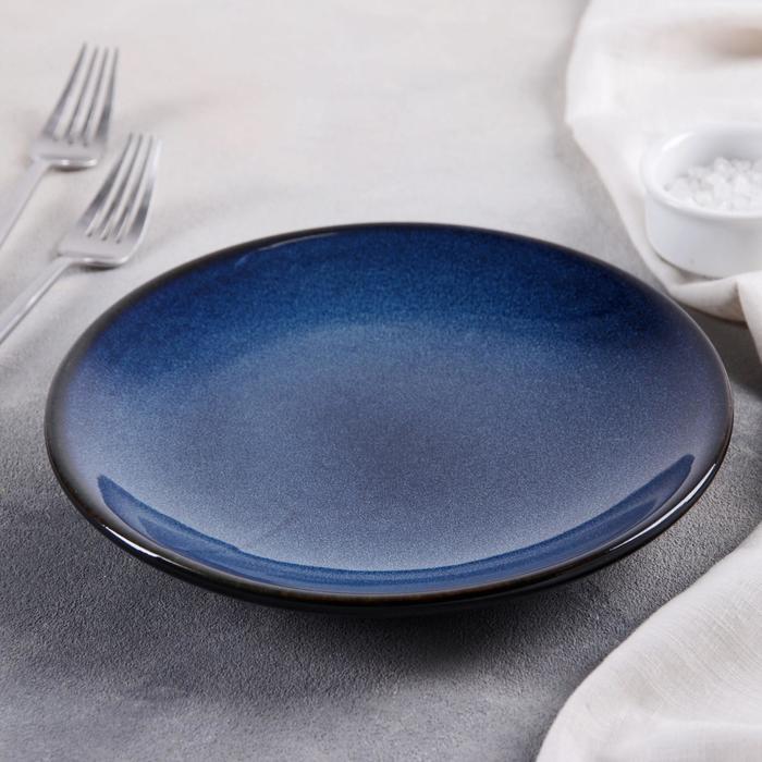 Тарелка керамическая обеденная «Лунная тропа», d=21 см, цвет синий - фото 1889502733
