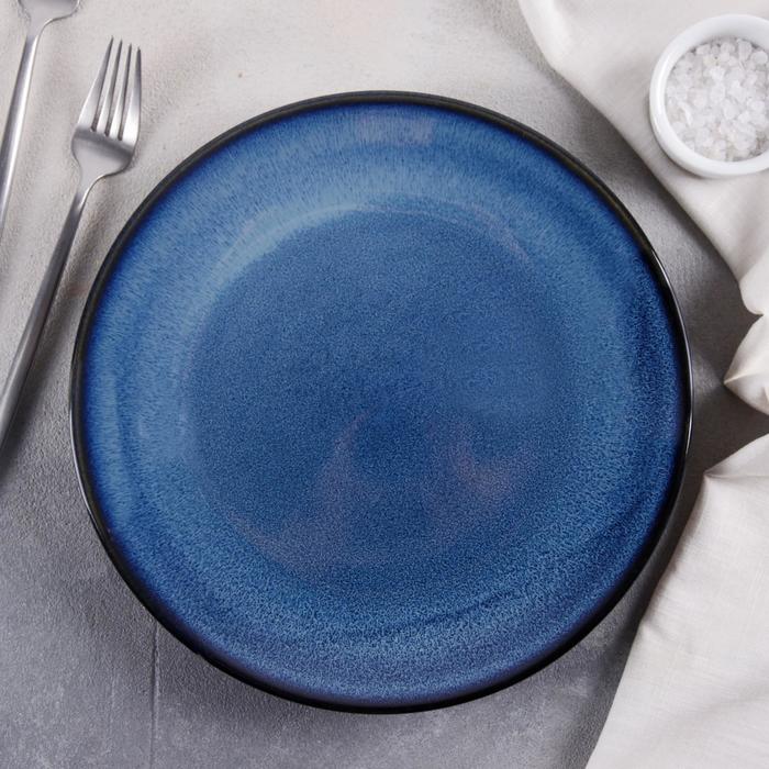 Тарелка керамическая обеденная «Лунная тропа», d=25 см, цвет синий - фото 1908611082