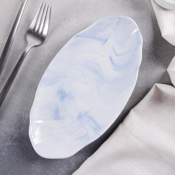 Блюдо сервировочное «Мрамор», 21×11 см, цвет голубой - Фото 1