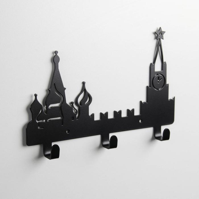 Вешалка интерьерная настенная на 3 крючка «Москва», цвет чёрный - Фото 1