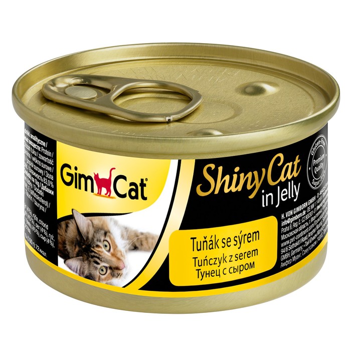 Консервы GIMCAT ShinyCat для кошек, из тунца с сыром, 70 г - Фото 1