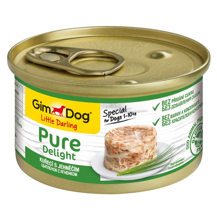Влажный корм GIMDOG Pure Delight, для собак из цыпленка с ягненком, 85 г - Фото 1