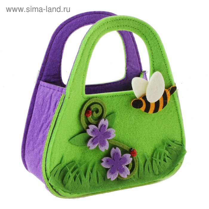 корзиночка для мелочей войлок Пчелка с цветами 18*9*19 см - Фото 1