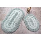 Комплект ковриков для ванной MACARONI, 2 шт, размер 60 х 100 см и 60 х 50 см, хлопок, цвет мятный - фото 295014346
