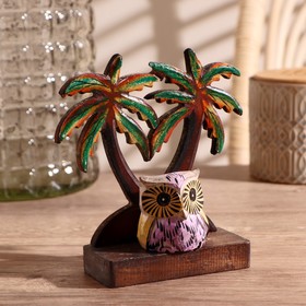 Сувенир из дерева "Сова у пальмы" 14х6х15 см