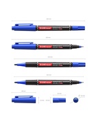 Маркер перманентный ErichKrause. Double P-80, синий, двухсторонний, 0.45 мм/1.65 мм - Фото 6