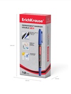 Маркер перманентный ErichKrause. Double P-80, синий, двухсторонний, 0.45 мм/1.65 мм - Фото 1