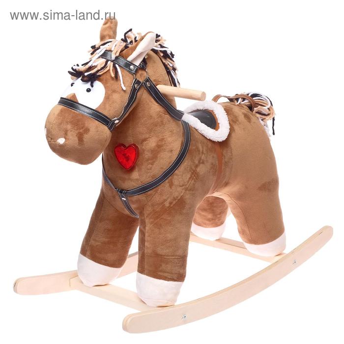 Качалка музыкальная «Конь Свэн», цвет коричневый - Фото 1