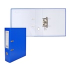 Папка-регистратор А4, 75 мм, ПВХ, тиснение «лен», металлическая окантовка, карман на корешок, собранная, синяя - Фото 1