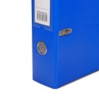 Папка-регистратор А4, 75 мм, ПВХ, тиснение «лен», металлическая окантовка, карман на корешок, собранная, синяя - Фото 4