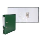 Папка-регистратор А4, 75 мм, ПВХ, тиснение «лен», металлическая окантовка, карман на корешок, собранная, зеленая - Фото 1