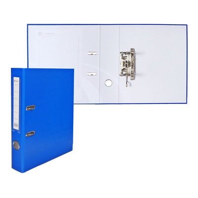Папка-регистратор А4, 50 мм, ПВХ, тиснение «лен», металлическая окантовка, карман на корешок, собранная, синяя