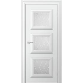 Дверное полотно «Бионика Miel», 600 × 2000 мм, стекло сатинат, рис. решетка, цвет снежный