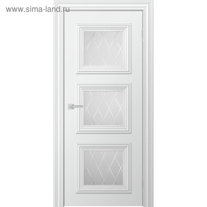 Дверное полотно «Бионика Miel», 600 × 2000 мм, стекло сатинат, рис. решетка, цвет снежный - Фото 1