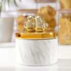 Банка керамическая для сыпучих продуктов «Золотое крыло», 11,5×13 см, цвет белый мрамор - фото 4600791