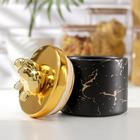 Банка керамическая для сыпучих продуктов «Золотое крыло», 780 мл, 11,5×16 см, цвет чёрный мрамор - фото 24333251