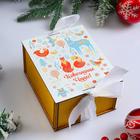 Коробка деревянная, 16×13×9 см "Новогодняя. Новогодних чудес", подарочная упаковка, ленты - фото 10732029