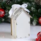 Коробка деревянная, 13.5×11.5×21 см "Новогодняя. Домик", подарочная упаковка, белый - Фото 2