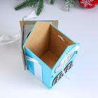 Коробка деревянная, 13.5×11.5×21 см "Новогодняя. Домик", подарочная упаковка, синий - фото 9567652