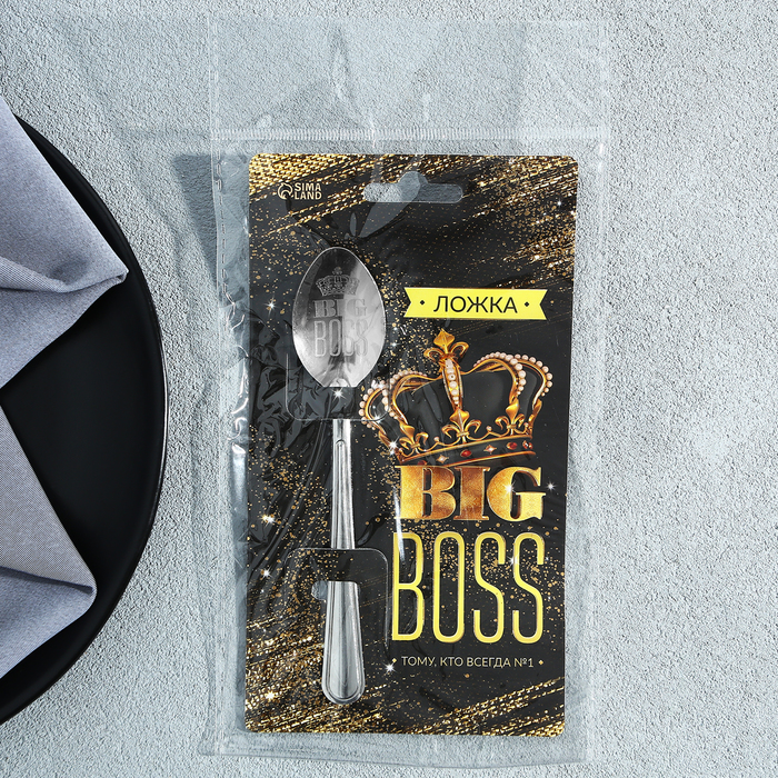 Ложка подарочная на открытке Big boss, 3 х 14 см - фото 1908611742