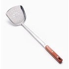 Шумовка-лопатка для казана Шафран, 45 см, ширина 14 см, узбекская, с деревянной ручкой, металл - Фото 1