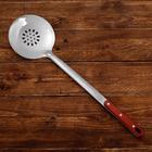 Шумовка для казана Шафран, 48 см, диаметр 13 см, узбекская, с деревянной ручкой, металл, серебристая - Фото 1