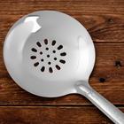 Шумовка для казана Шафран, 48 см, диаметр 13 см, узбекская, с деревянной ручкой, металл, серебристая - Фото 2