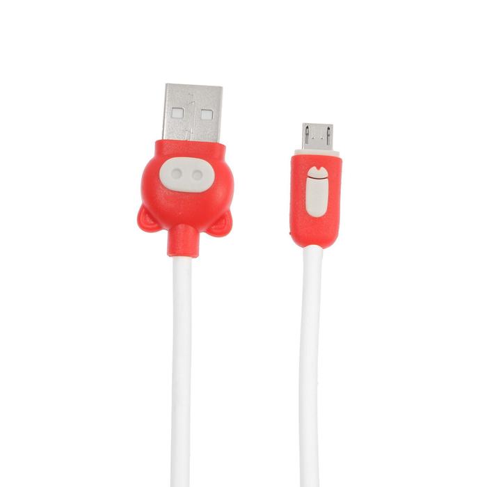 Кабель SmartBuy COLOR PIG, micro USB - USB, 2 А, 1 м, белый - Фото 1