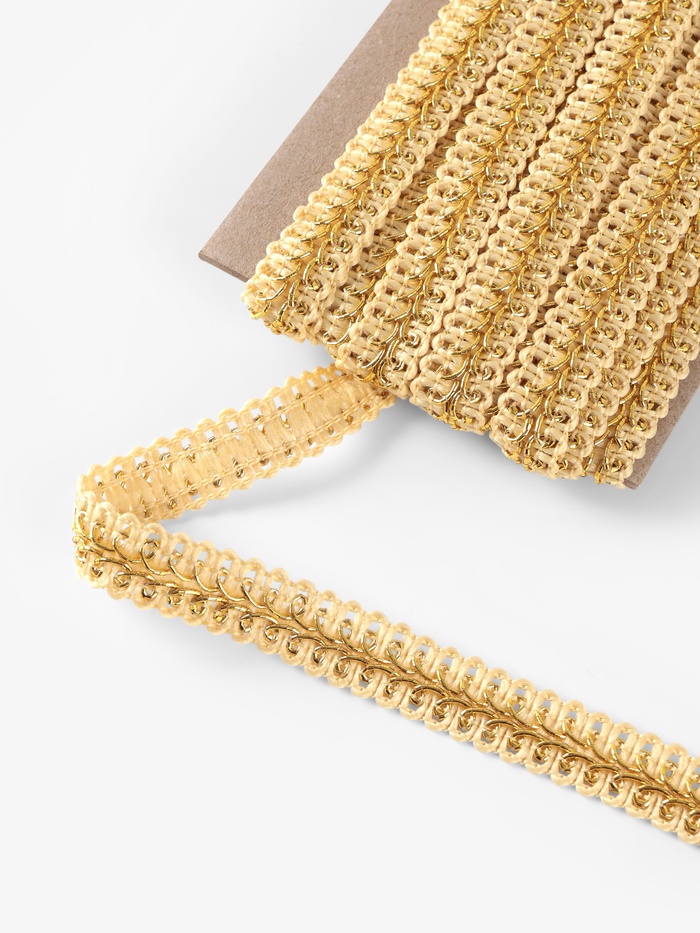 Тесьма декоративная «Шанель», 12 мм, 10 ± 1 м, цвет золотой - Фото 1