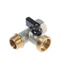 Кран шаровой ZEIN engr, для подключения бытовой техники, 3-х проходной, 1/2"х3/4"х1/2", латунь - Фото 2