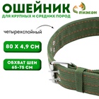 Ошейник четырехслойный, 80×4.9 см, ОШ 65-75 см, полиэстер, зелёный - Фото 1