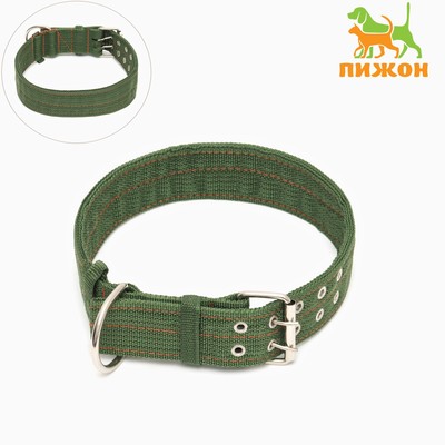 Ошейник четырехслойный, 80×4.9 см, ОШ 65-75 см, полиэстер, зелёный
