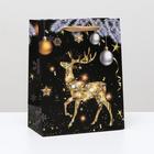 Пакет ламинированный "Золотистый олень", 18 x 23 x 10 см - Фото 1
