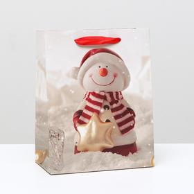 Пакет ламинированный "Снеговик" 18 x 23 x 10 см