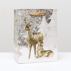 Пакет ламинированный "Северные олени" 18 x 23 x 10 см