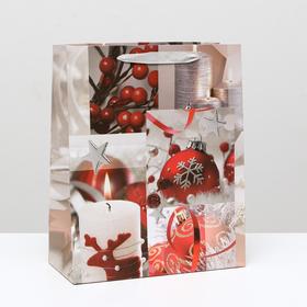 Пакет ламинированный "Новогодние свечи", 26 x 32 x 12 см