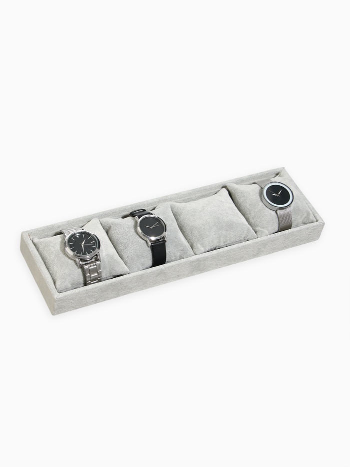 Подставка для часов, браслетов QF, флок, 4 места, 35×10×3 см, серая - Фото 1