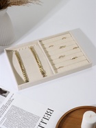 Подставка для украшений QF, 10 крючков и 7 полос для колец, 35×24×3 см, бежевая - Фото 2